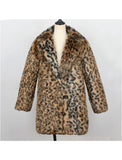 Women Fur Jacket Fluffy Leopard Coat Autumn and Winter