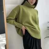 Women Work Business Casual Sweaters Knitted Loose Casual Turtleneck Sweater