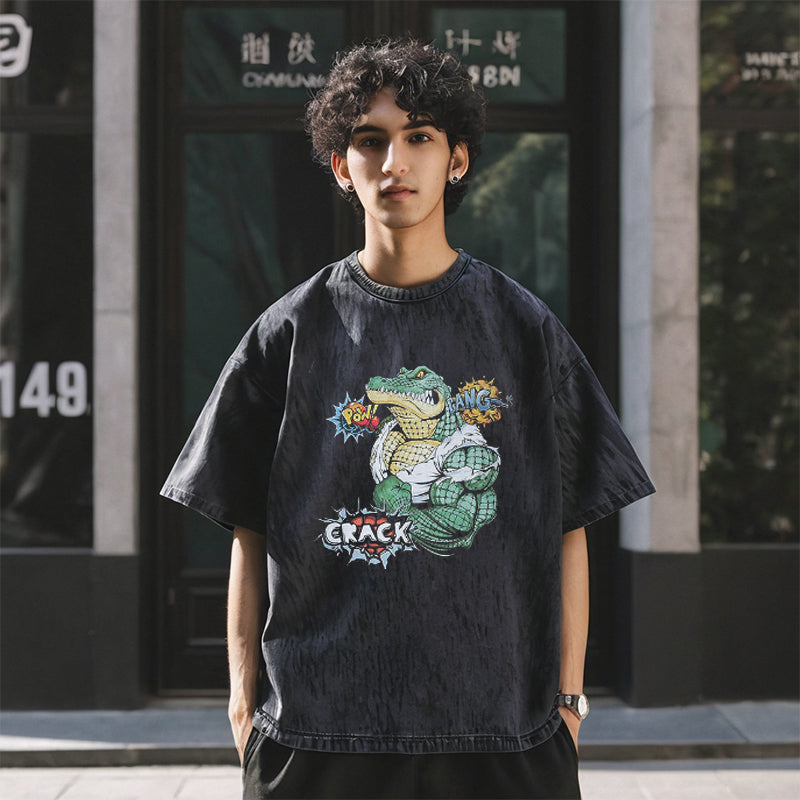 Mens Vintage T Shirt Printed Short Sleeve T-Shirt Men