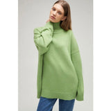 Women Work Business Casual Sweats Knitted High Collar Loose Winter Sweater