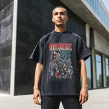 Mens Vintage T Shirt Flame Skull Short Sleeve Men