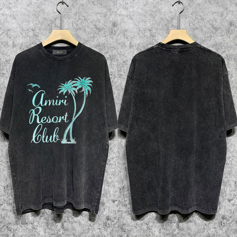 Amiri washed t-shirt coconut bird printing short sleeve