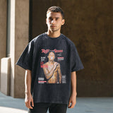 Mens Vintage T Shirt Printed Washed T-Shirt Cotton