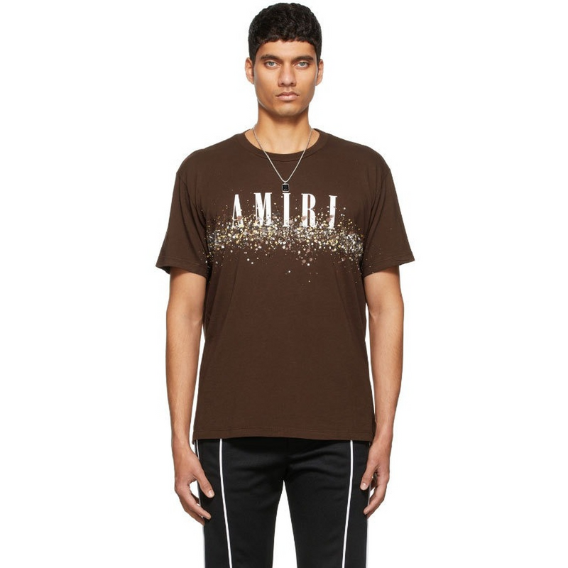 Amiri T Shirt Colorful Splash Ink Casual Hip Hop Short Sleeve T-shirt