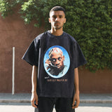 Mens Vintage T Shirt Wash Print Loose