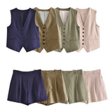 Women Vest Fashion Vest Casual Shorts Suit