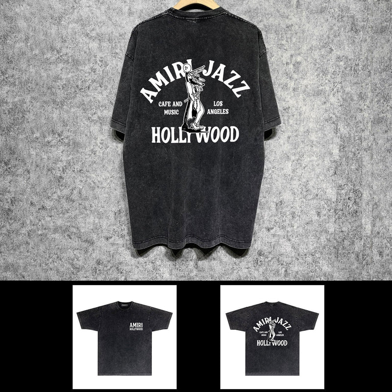Amiri washed t-shirt wolf music short sleeve