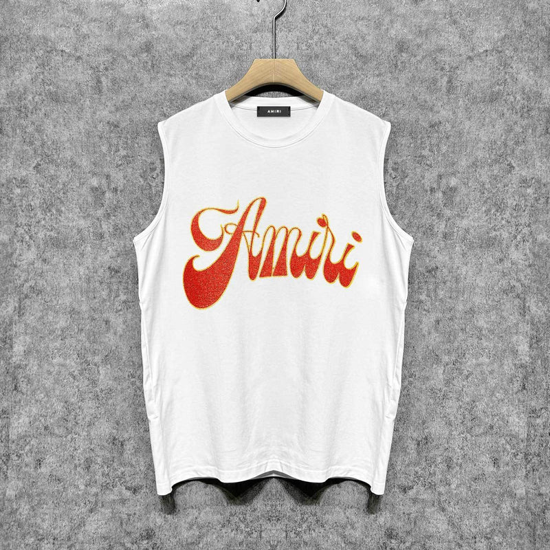 Amiri tank top flame gold letterprinting