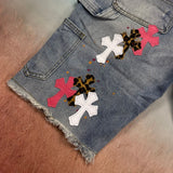 Chrome Heart Shorts Summer Tooling Denim Shorts