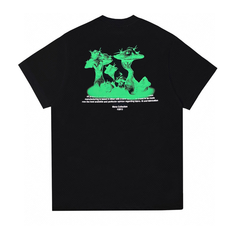 Ow T Shirts Green Mushroom Male and Female Trendy Brand Short Sleeve