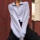 Women Hoodie Short Loose Solid Color Simple