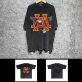 Amiri washed t-shirt oil painting flying eagle short sleeve