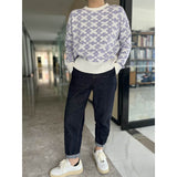 Women Work Business Casual Sweats Jacquard Knitted Sweater