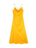 Women Dresses Elegant Sexy Sleeveless Silk Satin Dress