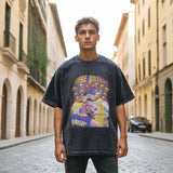 Mens Vintage T Shirt Printed Washing Water Short Sleeve T-Shirt