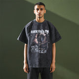 Mens Vintage T Shirt Printed Washed Old Short Sleeves