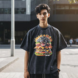 Mens Vintage T-Shirt Cartoon Print Short Sleeve T-Shirt