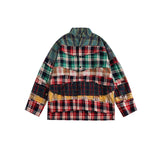 Unisex Shirt Casual Distressed Stitching Plaid Long Sleeve