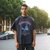 Men Vintage T Shirt Print Washed Vintage