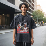 Mens Vintage T Shirt Tide Brand Washing Short Sleeve T-Shirt Men