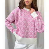 Women Work Business Casual Sweats Jacquard Knitted Sweater