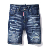 DSQ2 Short Jeans Ripped Patch Slim-fit Stretch Denim Shorts