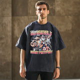 Mens Vintage T-Shirt Cartoon Print Short Sleeve T-Shirt