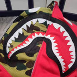 Bathing Ape Hoodie Autumn and Winter Shark Head Color Matching Cardigan Loose Sweater Jacket