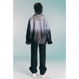 Unisex Coat Retro Gradient Baggy Coat PU Leather Coat