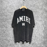 Amiri washed t-shirt spider projection printing short sleeve
