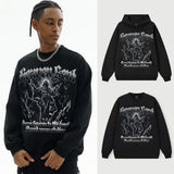 Vintage Hoodie Jesus White Ink Print Vintage Crew Neck Hooded Sweater Fall/Winter