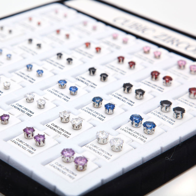 Earrings Colored Zircon Earrings (Set of 36)