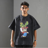 Mens Vintage T Shirt Printed Washed T-Shirt Men