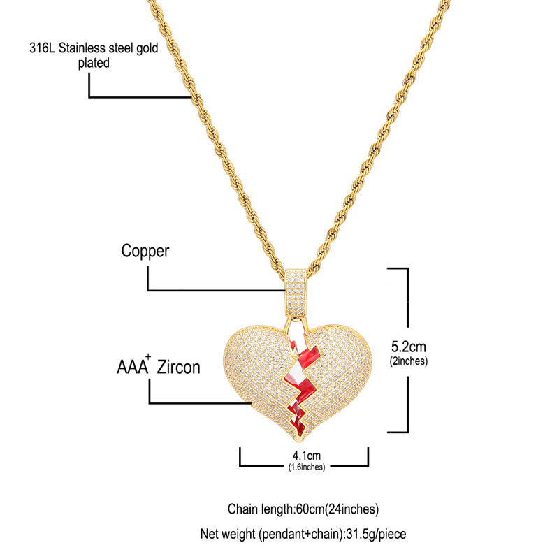 Jewelry Heartbreak Shape Men's and Women's Pendants, Broken Heart St. Valentine's Spectrum