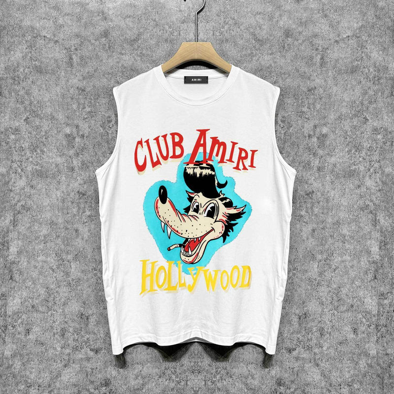 Amiri tank top smoke gray wolf print