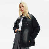 Women Jackets Workwear Vintage Denim Jacket