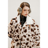 Unisex Coat Leopard Print Cotton-Padded Coat Plush Coat