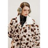 Unisex Coat Leopard Print Cotton-Padded Coat Plush Coat