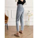Women Jeans Vintage Light Color Slim-Fitting Ankle Length Trousers