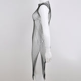 Women Dress Sexy Diamond Fishnet Dress