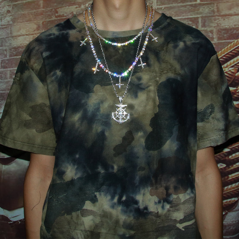 Jewelry Zircon Row Necklace Cross Pendant Necklace Hip-hop Rap Angel Pieces Crosses Egypt Pieces esus Pieces