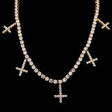 Jewelry Zircon Row Necklace Cross Pendant Necklace Hip-hop Rap Angel Pieces Crosses Egypt Pieces esus Pieces