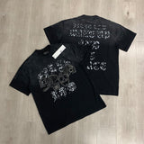 First Row T Shirts WAKE UP AND BE FIERCE APPLIQUE TEE High Quality Leather Embroidery Fashion
