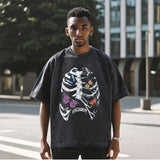 Mens Vintage T Shirt Printed Washing Water Short Sleeve T-Shirt