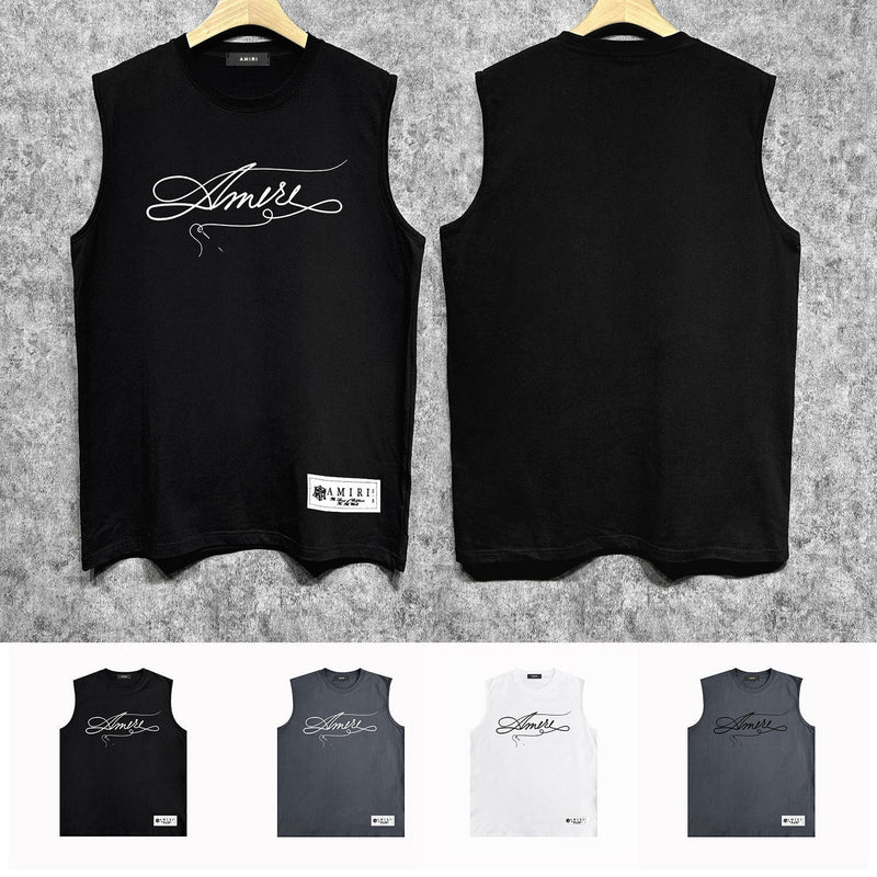 Amiri tank top needlework letterprinting