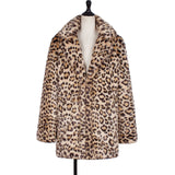 Women Fur Jacket Fashion Leopard Print Plush Coat