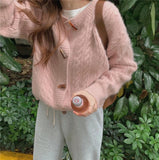 Women Knitted Cardigan Solid Color
