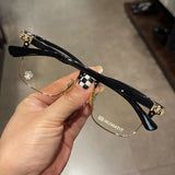 CHH Chrome Hearts Glasses pure titanium semi-square large face men and women retro trendy myopia flat light