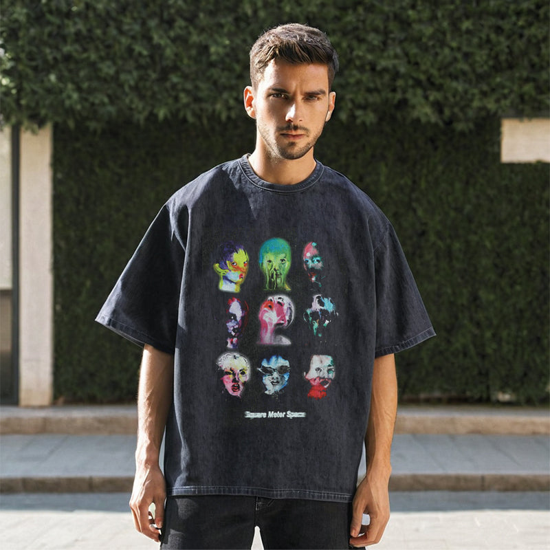 Mens Vintage T Shirt Short Sleeve T-Shirt Men's Loose