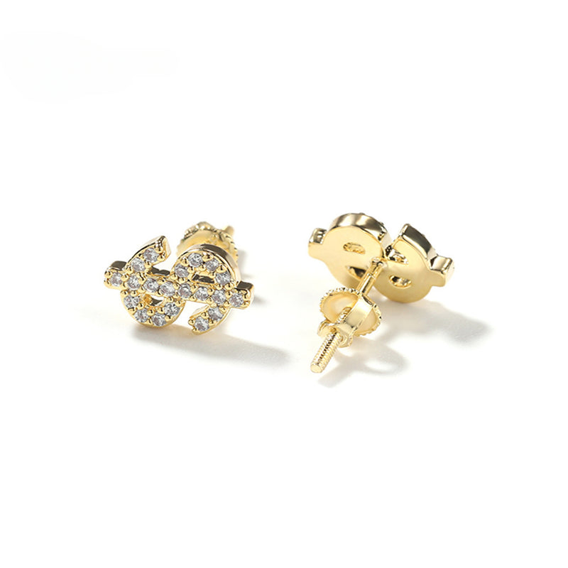 Earrings Zircon ' $' Shape Earring